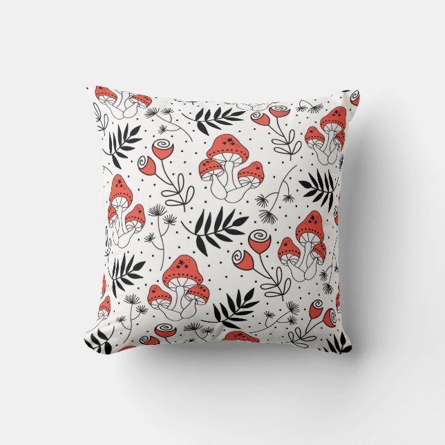Mushroom fungi seamless vintage repeat pattern. Li Cushion (Front)