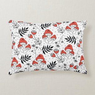 Mushroom fungi seamless vintage repeat pattern. Li Decorative Cushion