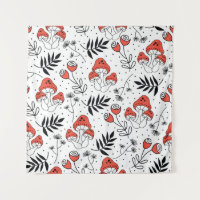 Mushroom fungi seamless vintage repeat pattern. Li