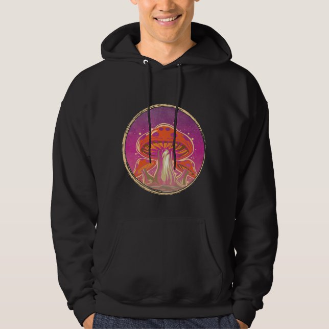 Mushroom Galaxy Psychedelic Graphic Hoodie (Front)