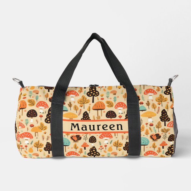Mushroom Garden Cream Duffel Bag (Front)