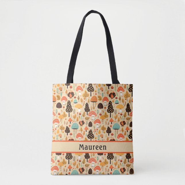 Mushroom Garden Cream Tote Bag (Front)