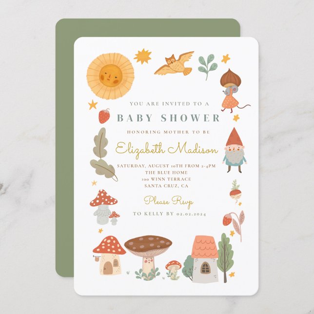 mushroom Garden Gnome  Baby Shower  Invitation (Creator Uploaded)