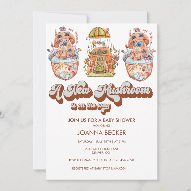 Mushroom | Gender Neutral Baby Shower Invitations (Front)