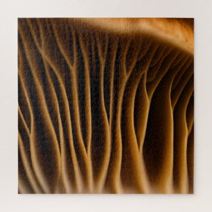 Mushroom Gills Macro Golden Brown Jigsaw Puzzle