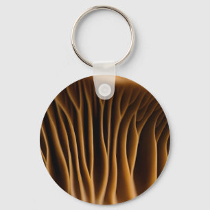 Mushroom Gills Macro Golden Brown Key Ring