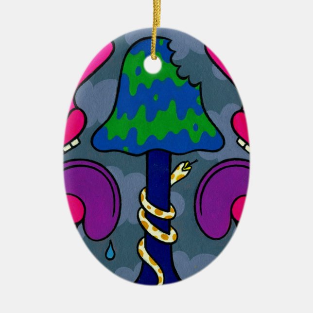 Mushroom Gloom #2 Ceramic Tree Decoration (Front)