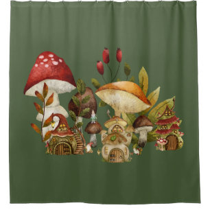 Mushroom Gnome Enchantment Shower Curtain