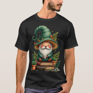 Mushroom Gnome Hat Plant Parent Foraging Guide Bot T-Shirt