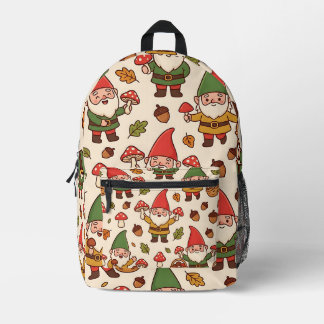 Mushroom Gnome Pattern Backpack - Autumn Cosy