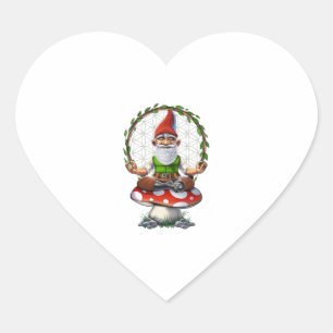 Mushroom Gnome Yoga   Heart Sticker