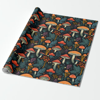 mushroom goblincore mushrooms forest nature fungi wrapping paper