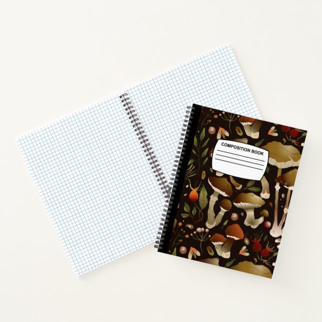 Mushroom graph paper Spiral Composition Notebook (Inside)