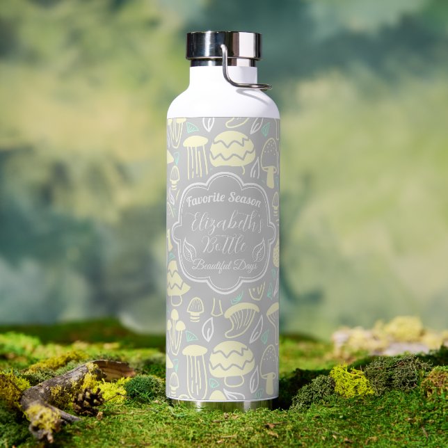 Mushroom Grey Cream Cooler Water Bottle (Outdoor)