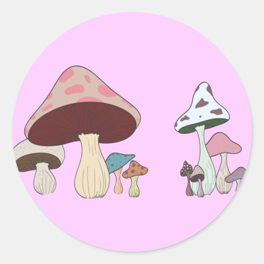 Mushroom Grouping Classic Round Sticker