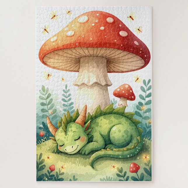 Mushroom Grove Dragon Nap Jigsaw Puzzle (Vertical)