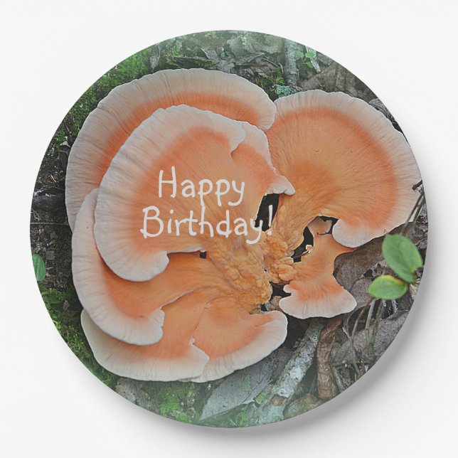 Mushroom Happy Birthday Paper Plate (Front)