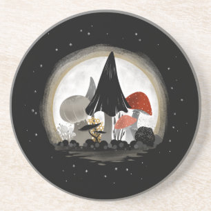 Mushroom Harvest Moon Coaster - Round w/ Sky