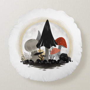 Mushroom Harvest Moon Pillow - Round