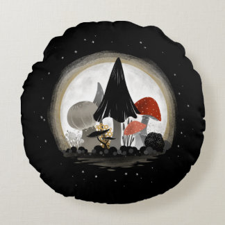 Mushroom Harvest Moon Pillow - Round w/ Sky