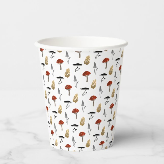 Mushroom Harvest Paper Cup - White (Front)