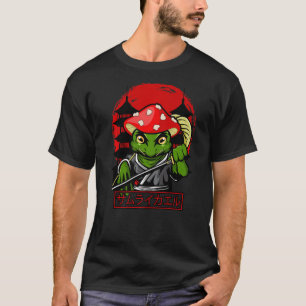 Mushroom Hat Samurai Frog Vintage Japanese Warrior T-Shirt