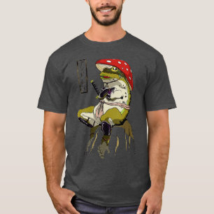 Mushroom Hat Samurai Frog Vintage Japanese Warrior T-Shirt