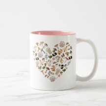 Mushroom Heart Mug, Gift for Mushroom Enthusiast