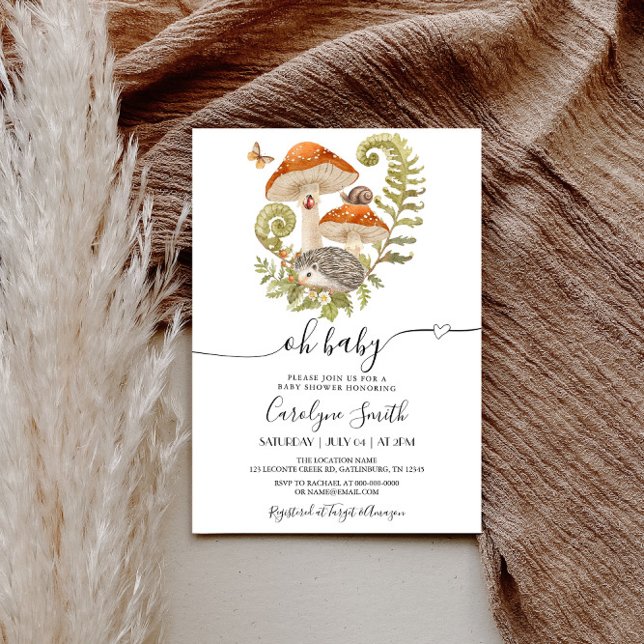 Mushroom Hedgehog Ladybeet Baby Shower Invitation (Creator Uploaded)