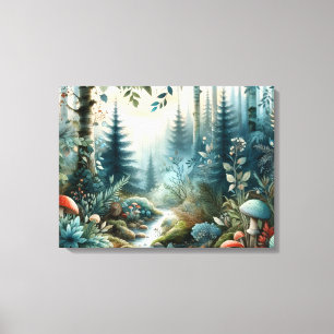 Mushroom Hollow Nature Forest Creek Canvas Print
