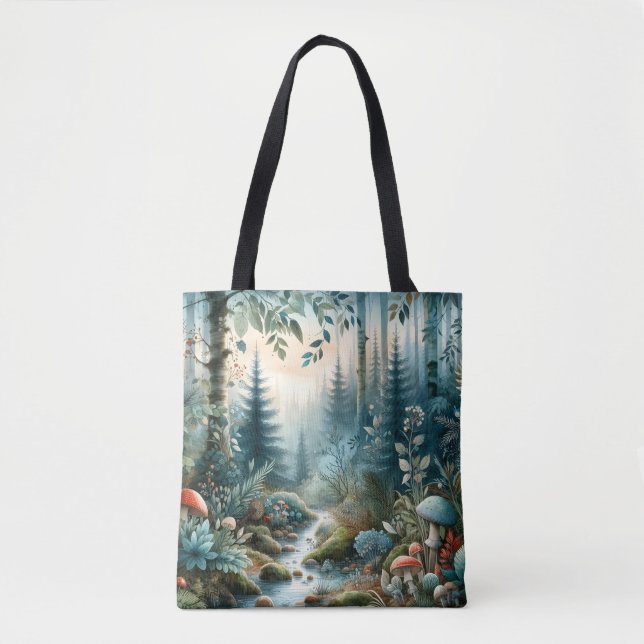 Mushroom Hollow Nature Forest Creek Tote Bag (Front)