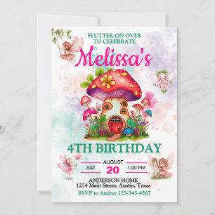 Mushroom House and Flying Fairy Invitation