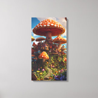Mushroom house canvas print