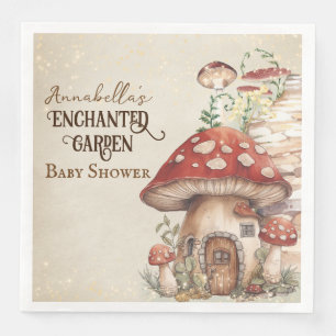 Mushroom House Enchanted Garden Baby Shower Napkin
