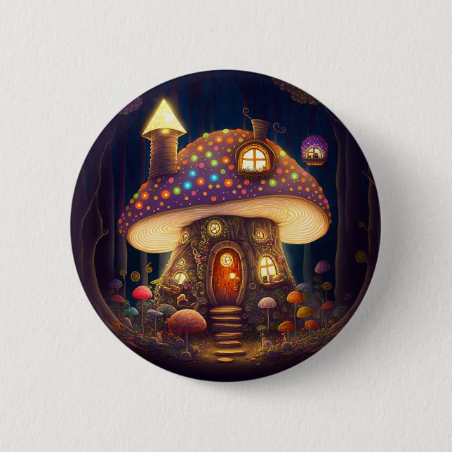 Mushroom House Fantasy Art 6 Cm Round Badge (Front)