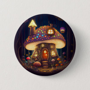 Mushroom House Fantasy Art 6 Cm Round Badge