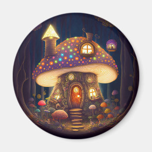 Mushroom House Fantasy Art Magnet
