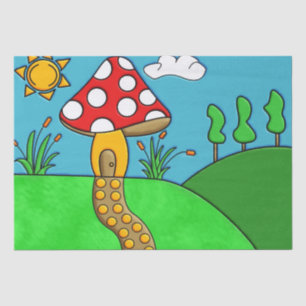 Mushroom house illustration tissue paper