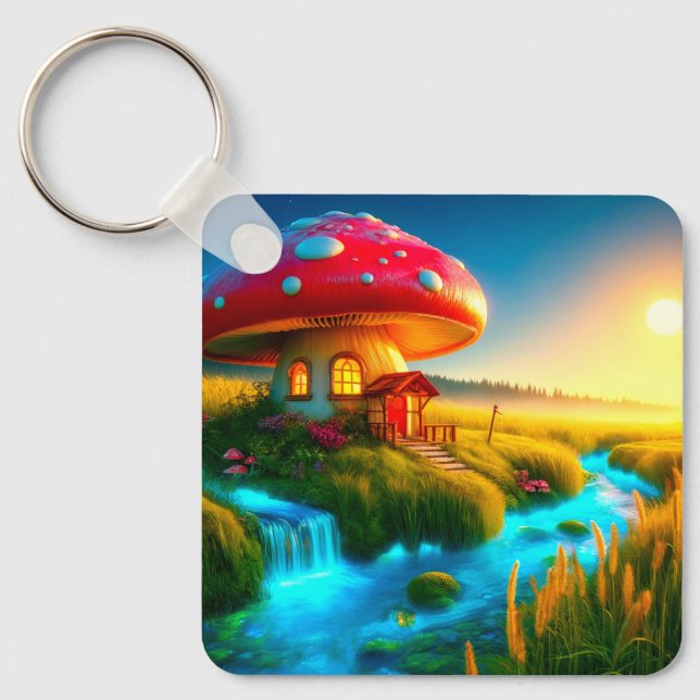 Mushroom House Key Ring (Front)
