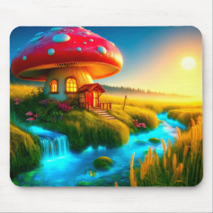 Mushroom House Mouse Mat