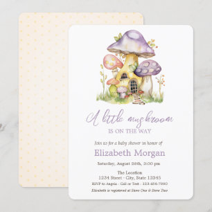 Mushroom Houses Polka Dots Baby Shower Invitation