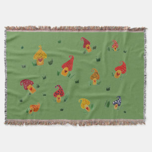 Mushroom houses Throw Blanket