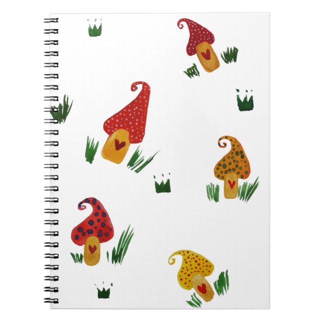 Mushroom Houses Watercolor Art Notebook (Front)