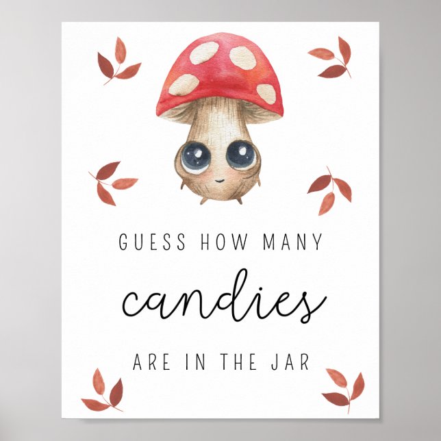 Mushroom - How many candies baby shower game Poster (Front)