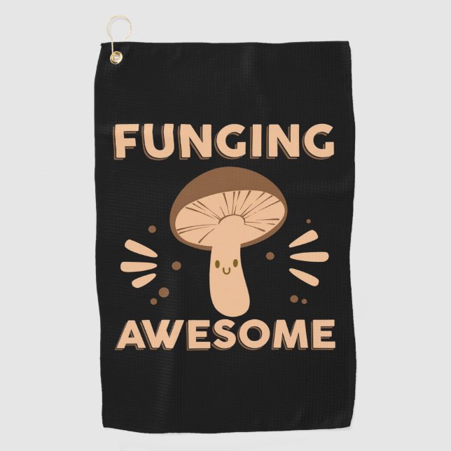 Mushroom Hunter Funginf Awesome Golf Towel (Front)