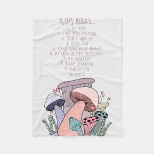 Mushroom Hunter Mushroom And Kids Rules Fleece Blanket