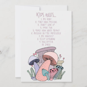 Mushroom Hunter Mushroom And Kids Rules Invitation