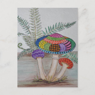 Mushroom hunting. postcard