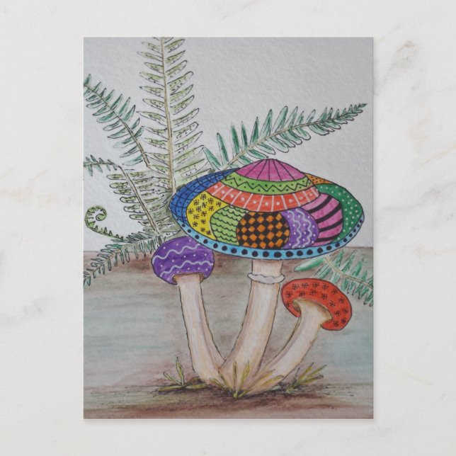 Mushroom hunting. postcard (Front)