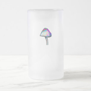 Mushroom in white Trippy Psychedelic Colours Frosted Glass Beer Mug